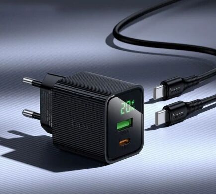Сетевое зарядное устройство Hoco CS83A PD20W+QC3.0 + кабель Type-C to Type-C - Black
