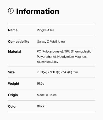 Защитный чехол Ringke Alles Magnetic для Samsung Galaxy Fold 8 Ultra (8800380460492) - Black