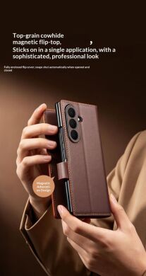 Кожаный чехол QIALINO Wallet Case (FF) для Samsung Galaxy Fold 8 Ultra - Brown