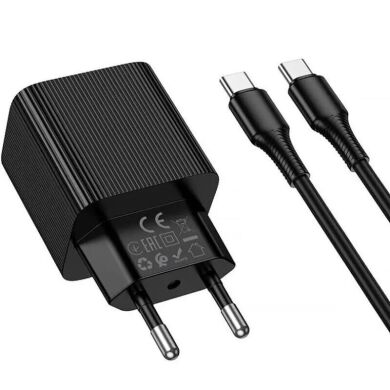 Сетевое зарядное устройство Hoco CS83A PD20W+QC3.0 + кабель Type-C to Type-C - Black