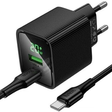 Сетевое зарядное устройство Hoco CS83A PD20W+QC3.0 + кабель Type-C to Type-C - Black