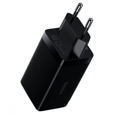 Мережевий зарядний пристрій Baseus GaN3 Pro Fast Charger 2C+U 65W + кабель Type-C to Type-C (100W, 5A, 1m) CCGP050101 - Black