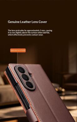 Кожаный чехол QIALINO Wallet Case (FF) для Samsung Galaxy Fold 8 Ultra - Brown