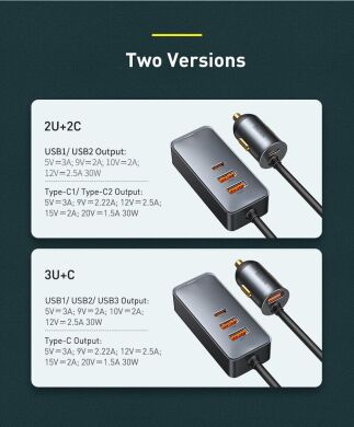 Автомобильное зарядное устройство Baseus Share Together PPS Fast Charging 2USB + 2Type-C (120W) CCBT-A0G - Grey