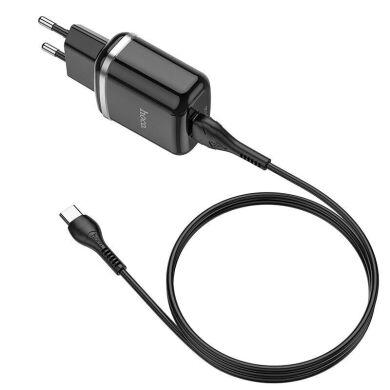 Сетевое зарядное устройство Hoco N3 Special QC3.0 + кабель Type-C - Black