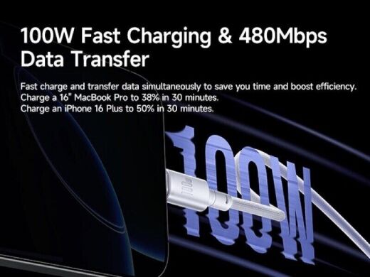 Кабель Baseus New Braided Type-С to Type-C (100W, 2m) E0426V02 - White