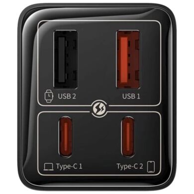Сетевое зарядное устройство Baseus GaN6 Pro Fast Charger 2C+2U 65W + кабель Type-C to Type-C (100W) P10162701113-00 - Black