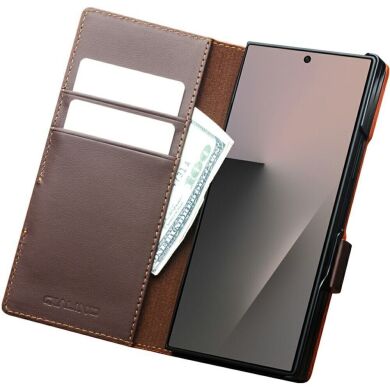 Кожаный чехол QIALINO Wallet Case (FF) для Samsung Galaxy Fold 8 Ultra - Brown