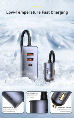 Автомобильное зарядное устройство Baseus Share Together PPS Fast Charging 2USB + 2Type-C (120W) CCBT-A0G - Grey
