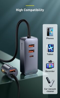 Автомобильное зарядное устройство Baseus Share Together PPS Fast Charging 2USB + 2Type-C (120W) CCBT-A0G - Grey