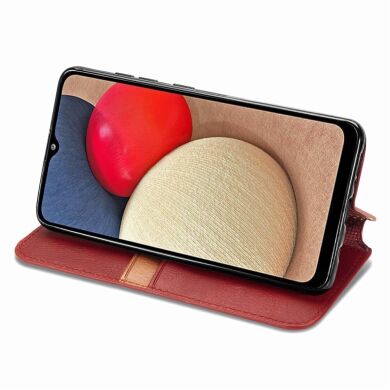 Чехол Deexe Rhombus Wallet для Samsung Galaxy A02s (A025) - Red