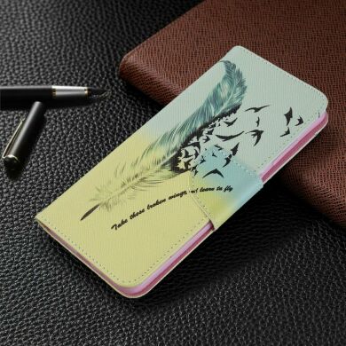 Чехол-книжка Deexe Color Wallet для Samsung Galaxy S20 (G980) - Feather Pattern