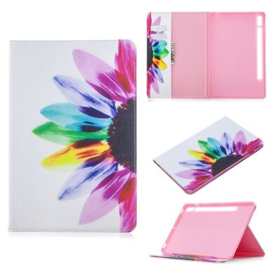 Чехол-книжка Deexe Pattern Style для Samsung Galaxy Tab S7 (T870/875) / S8 (T700/706) - Colorful Flower