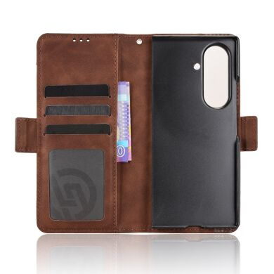 Чехол-книжка с карманами Deexe Wallet Stand (FF) для Samsung Galaxy Fold 8 Ultra - Brown
