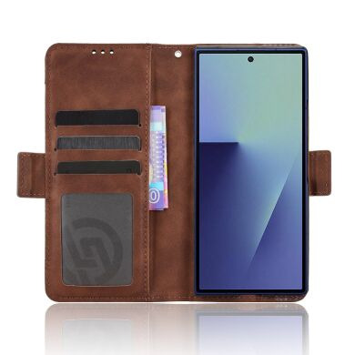 Чехол-книжка с карманами Deexe Wallet Stand (FF) для Samsung Galaxy Fold 8 Ultra - Brown