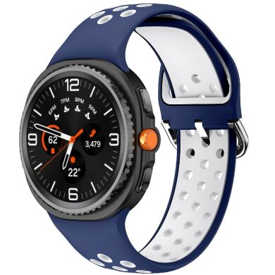 Ремешок Deexe Dual Color для Samsung Galaxy Watch 8 (40/44mm) / 8 Classic - Blue / White