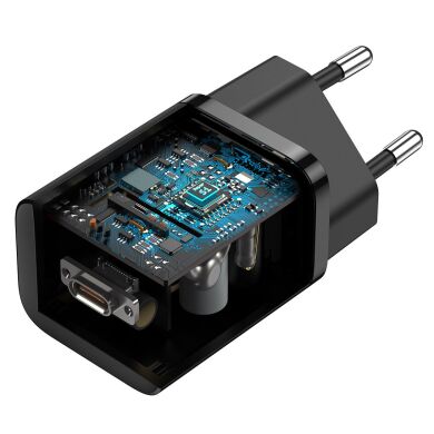 Мережевий зарядний пристрій Baseus Super Si Quick Charger (25W) + кабель Type-C to Type-C (3A, 1m) TZCCSUP-L — Black
