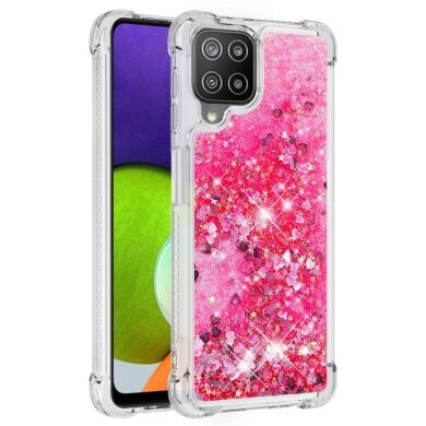 Силіконовий (TPU) чохол Deexe Liquid Glitter для Samsung Galaxy A22 (A225) / M22 (M225) - Pink Hearts