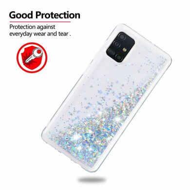Силиконовый (TPU) чехол Deexe Liquid Glitter для Samsung Galaxy A51 (А515) - Rose