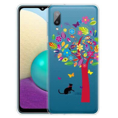 Силиконовый (TPU) чехол Deexe Pretty Glossy для Samsung Galaxy A02 (A022) / M02 - Cat and Tree