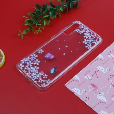 Силіконовий (TPU) чохол Deexe Pretty Glossy для Samsung Galaxy A50 (A505) - Butterfly and Flower