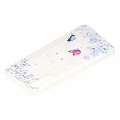 Силіконовий (TPU) чохол Deexe Pretty Glossy для Samsung Galaxy A50 (A505) - Butterfly and Flower