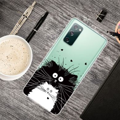 Силиконовый (TPU) чехол Deexe Pretty Glossy для Samsung Galaxy S20 FE (G780) - Black and White Cats