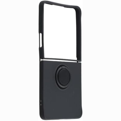 Силиконовый (TPU) чехол с кольцом Deexe Color Shell (FF) для Samsung Galaxy Flip 8 - Black