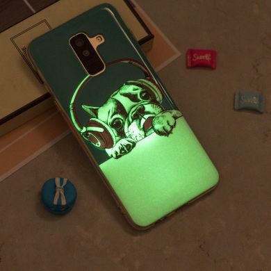 Силиконовый (TPU) Deexe LumiCase для Samsung Galaxy A6+ 2018 (A605) - Pug Wearing Headphone