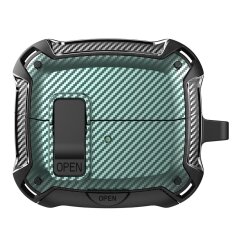 Защитный чехол Deexe Carbon Shield для Samsung Galaxy Buds 3 / Buds 3 Pro - Black / Green