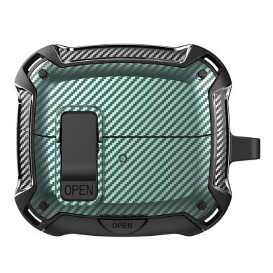 Защитный чехол Deexe Carbon Shield для Samsung Galaxy Buds 3 / Buds 3 Pro - Black / Green