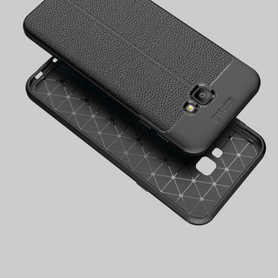 Защитный чехол Deexe Leather Cover для Samsung Galaxy J4+ (J415) - Black