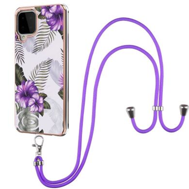 Защитный чехол Deexe Marble Flower для Samsung Galaxy A22 (A225) / M22 (M225) - Purple Flowers