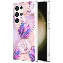 Захисний чохол Deexe Marble Pattern для Samsung Galaxy S24 Ultra - Light Purple