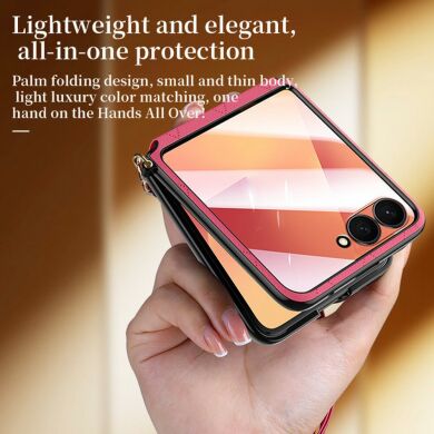 Защитный чехол SULADA Rhombus Leather для Samsung Galaxy Flip 8 - Orange
