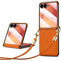 Защитный чехол SULADA Rhombus Leather для Samsung Galaxy Flip 8 - Orange