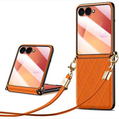 Защитный чехол SULADA Rhombus Leather для Samsung Galaxy Flip 8 - Orange