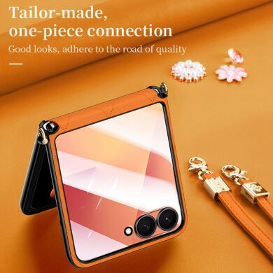 Защитный чехол SULADA Rhombus Leather для Samsung Galaxy Flip 8 - Orange