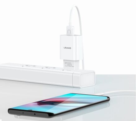 Сетевое зарядное устройство USAMS T21 Travel Charger + кабель Type-C - White