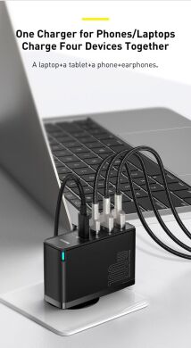 Сетевое зарядное устройство Baseus GaN2 Pro Quick Charger 2C+2U (100W) + кабель Type-C to Type-C (100W, 1m) CCGAN2P-L01 - Black