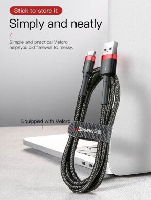 Кабель Baseus Cafule USB to Type-C (3A, 2m) CATKLF-CG1 - Black / Grey