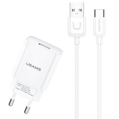 Мережевий зарядний пристрій USAMS T21 Travel Charger + кабель Type-C - White