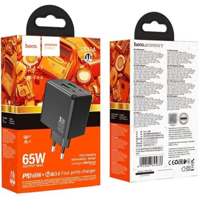 Сетевое зарядное устройство Hoco CS19A PD65W 2C+2U - Black