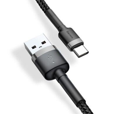 Кабель Baseus Cafule USB to Type-C (3A, 2m) CATKLF-CG1 - Black / Grey