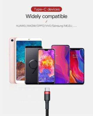 Кабель Baseus Cafule USB to Type-C (3A, 2m) CATKLF-CG1 - Black / Grey