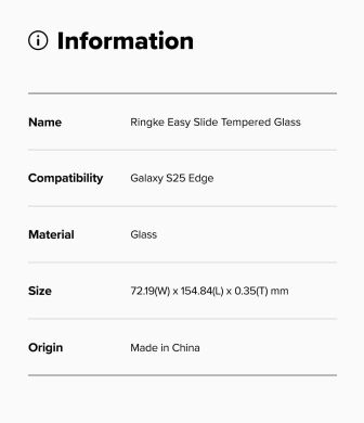 Комплект захисних стекол (2шт) Ringke Easy Slide Tempered Glass для Samsung Galaxy S25 Edge (S937) 8800293854470