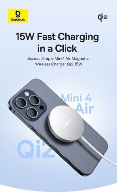 Беспроводное зарядное устройство Baseus Simple Mini 4 Air (15W) P10278200111-00 - Black