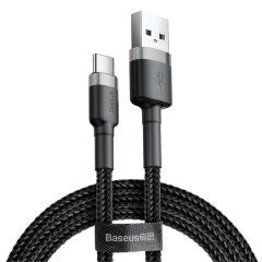 Кабель Baseus Cafule USB to Type-C (3A, 2m) CATKLF-CG1 - Black / Grey