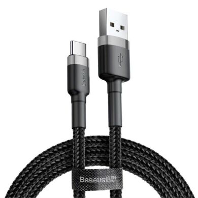 Кабель Baseus Cafule USB to Type-C (3A, 2m) CATKLF-CG1 - Black / Grey