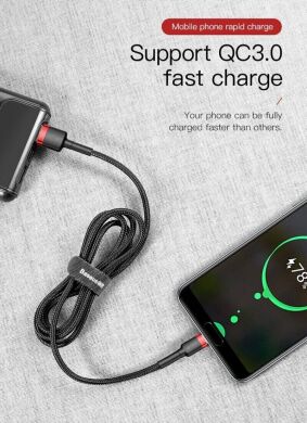 Кабель Baseus Cafule USB to Type-C (3A, 2m) CATKLF-CG1 - Black / Grey